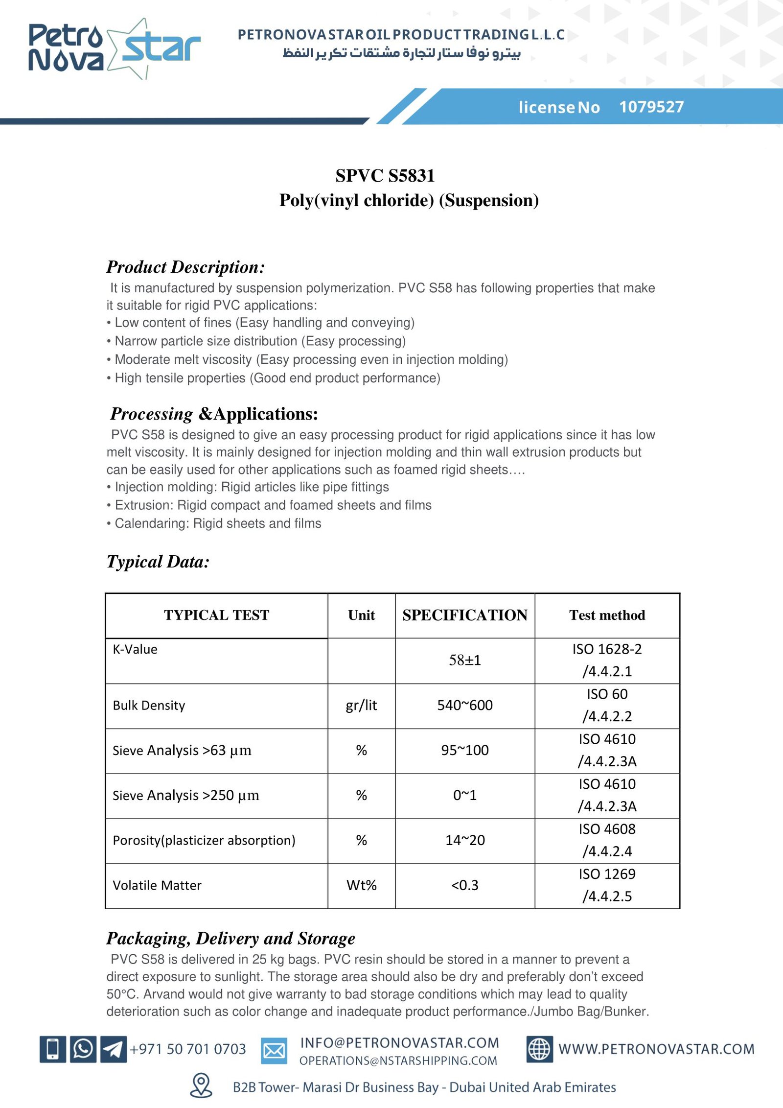 SPVC S5831 Poly(vinyl chloride) (Suspension)