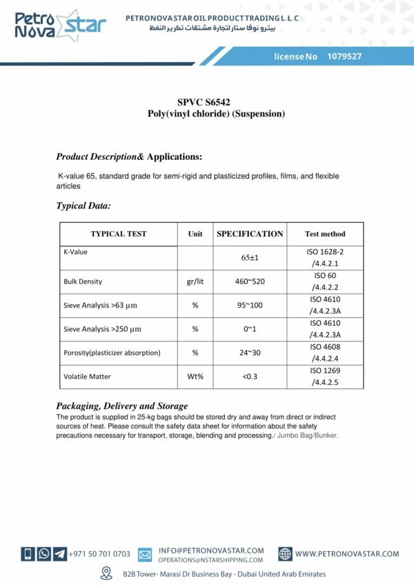 SPVC S6542 Poly(vinyl chloride) (Suspension)