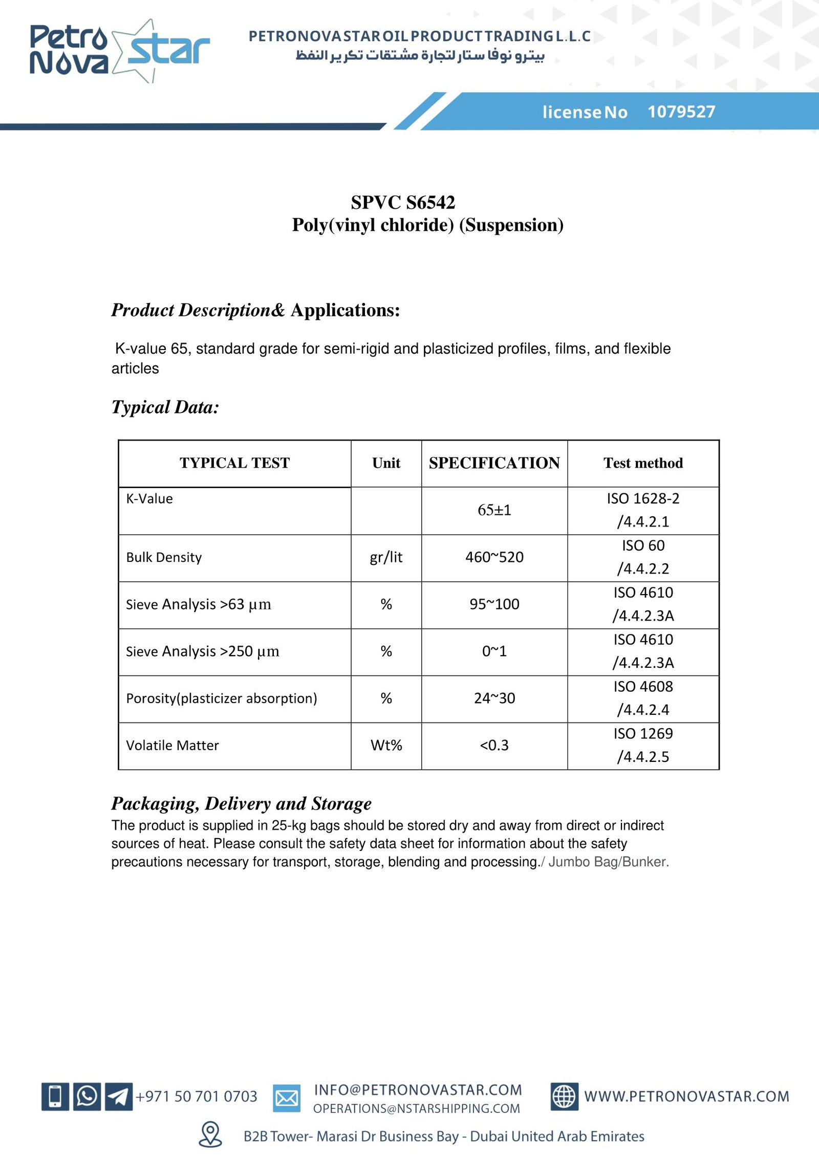 SPVC S6542 Poly(vinyl chloride) (Suspension)