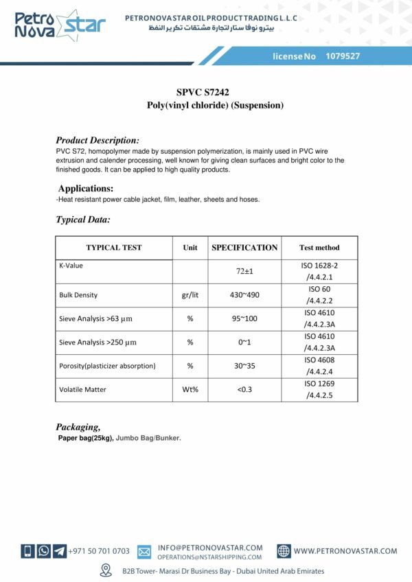 SPVC S7242 Poly(vinyl chloride) (Suspension)