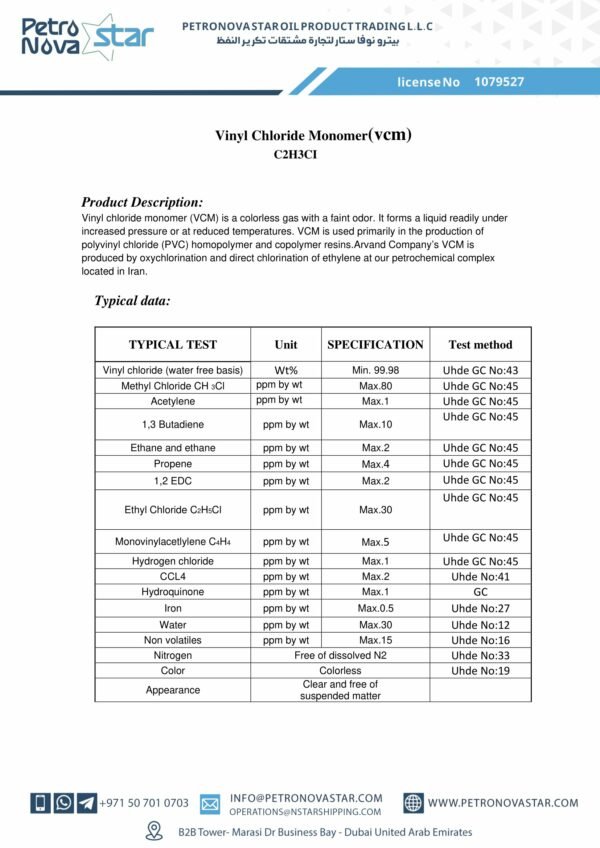 Vinyl Chloride Monomer(vcm) C2H3CI